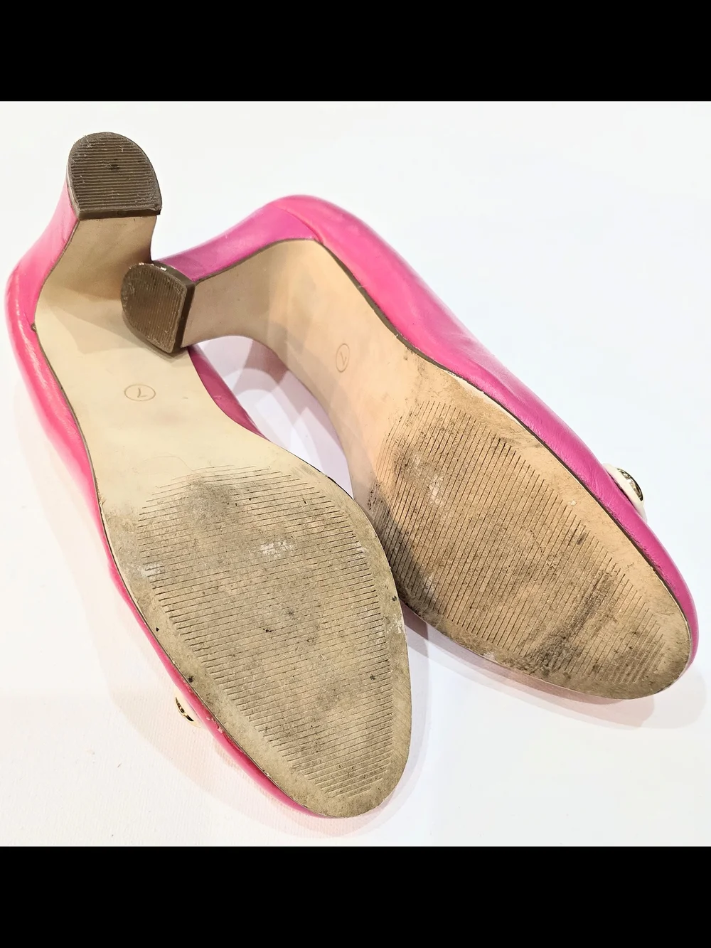 Merona Hot Pink Block Heel Pumps with Gold Button Detail #715